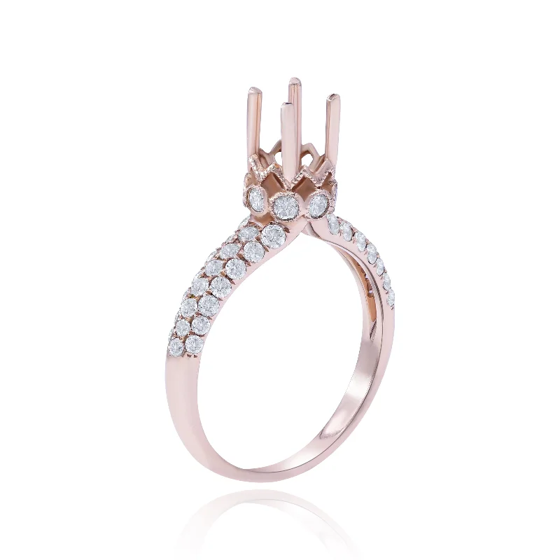 0.73ct Diamond Semi Mounts Ring set in 14KT Rose Gold / R16726