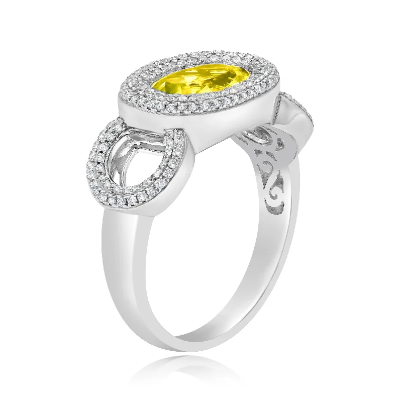 0.35ct Diamond and 1.18ct Citrine Ring set in 14KT White Gold / R5099C