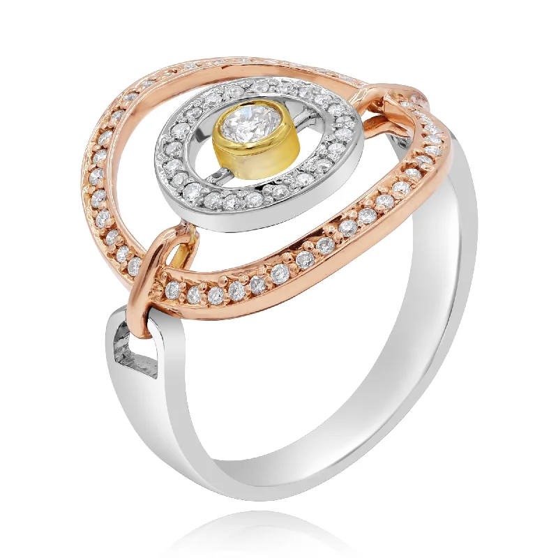 0.38ct Diamond Ring set in 14KT White, Yellow and Rose Gold / R6466