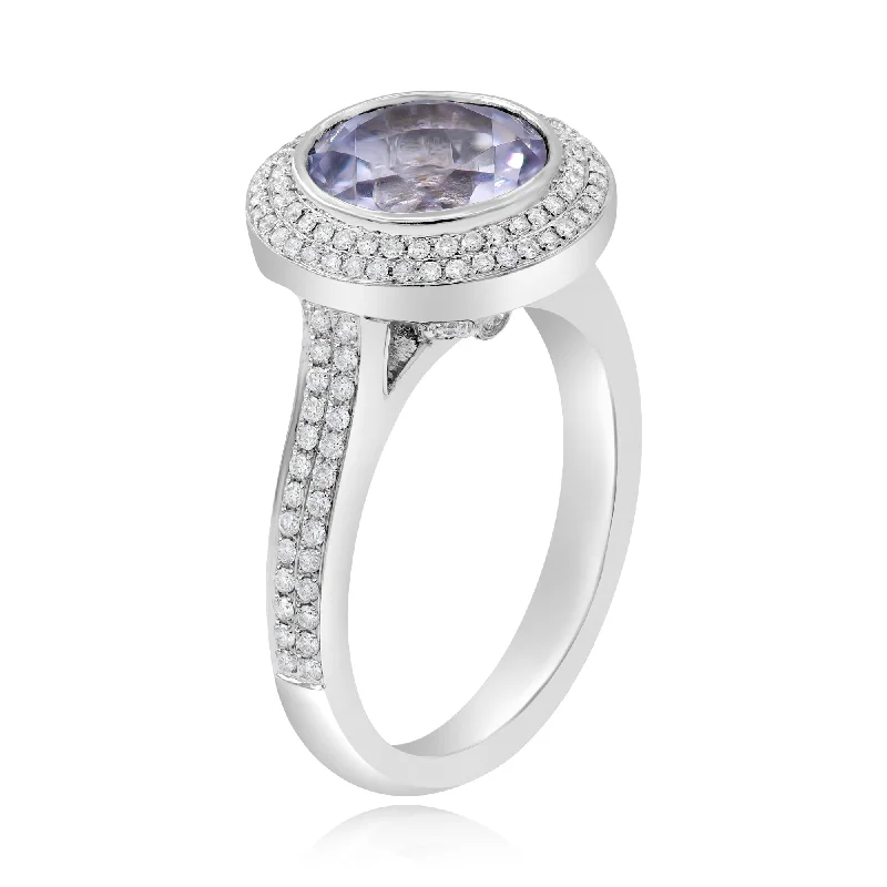 0.50ct Diamond and 2.53ct Amethyst Ring set in 14KT White Gold / R6819M