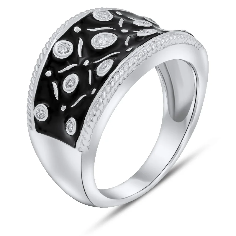 0.17ct Diamond Enamel Ring set in 14KT White Gold / R7418