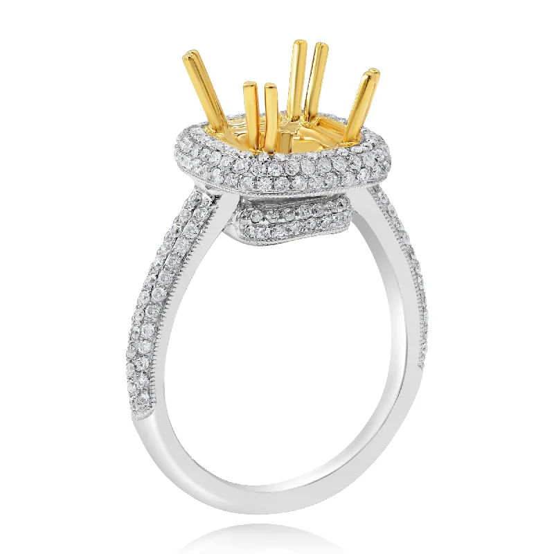 0.75ct Diamond Semi Mounts Ring set in 14KT White and Yellow Gold / R8994E