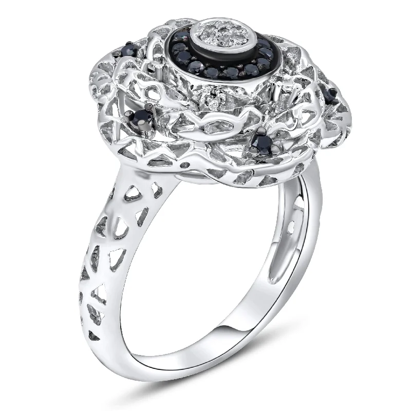 0.06ct White and 0.22ct Black Diamond Ring set in 14KT White Gold / R9725