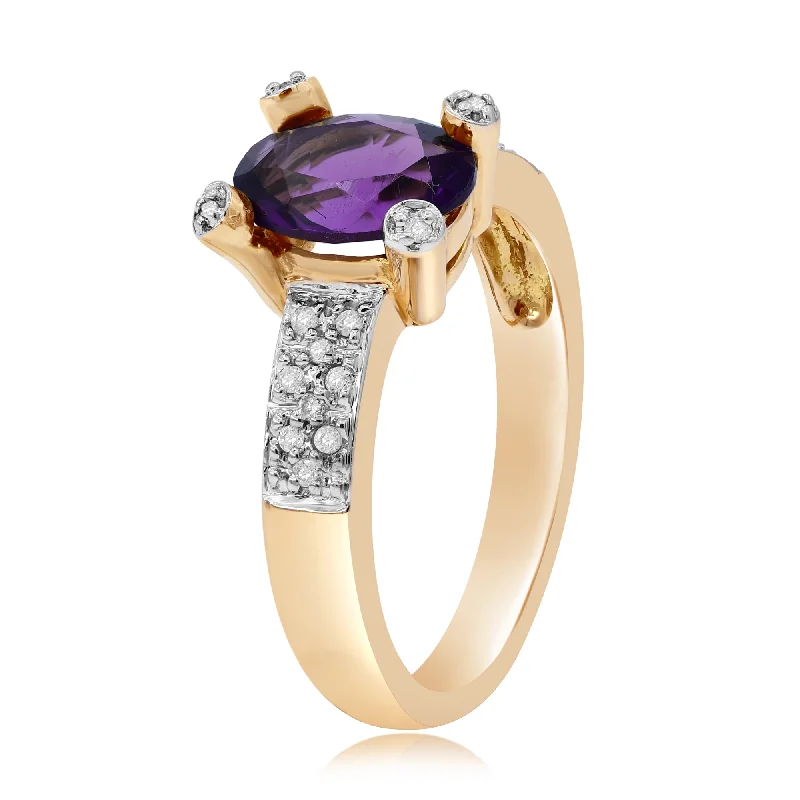 0.11ct Diamond and 1.40ct Amethyst Ring set in 14KT Rose Gold  / RB2778