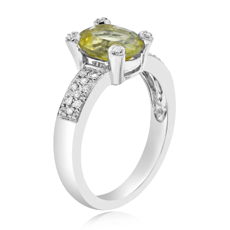 0.12ct Diamond and 1.76ct Lemon Quartz Ring set in 14KT White Gold / RB2778L