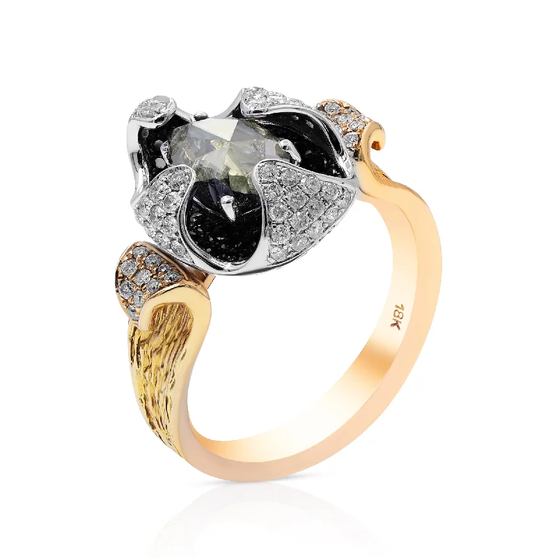 0.45ct White, 0.05ct Black and 1.20ct Ice Diamond Ring set in 18KT White and Yellow Gold / RC696