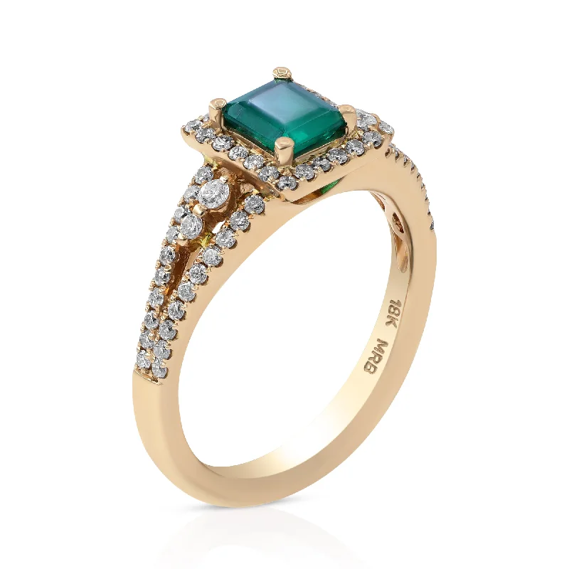 0.45ct Diamond and 0.61ct Emerald Ring set in 18KT Rose Gold / RD215B