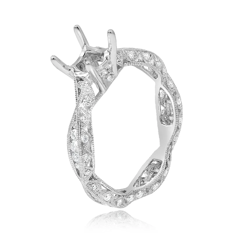 0.52ct Diamond Semi Mounts Ring set in 18KT White Gold / RD917L