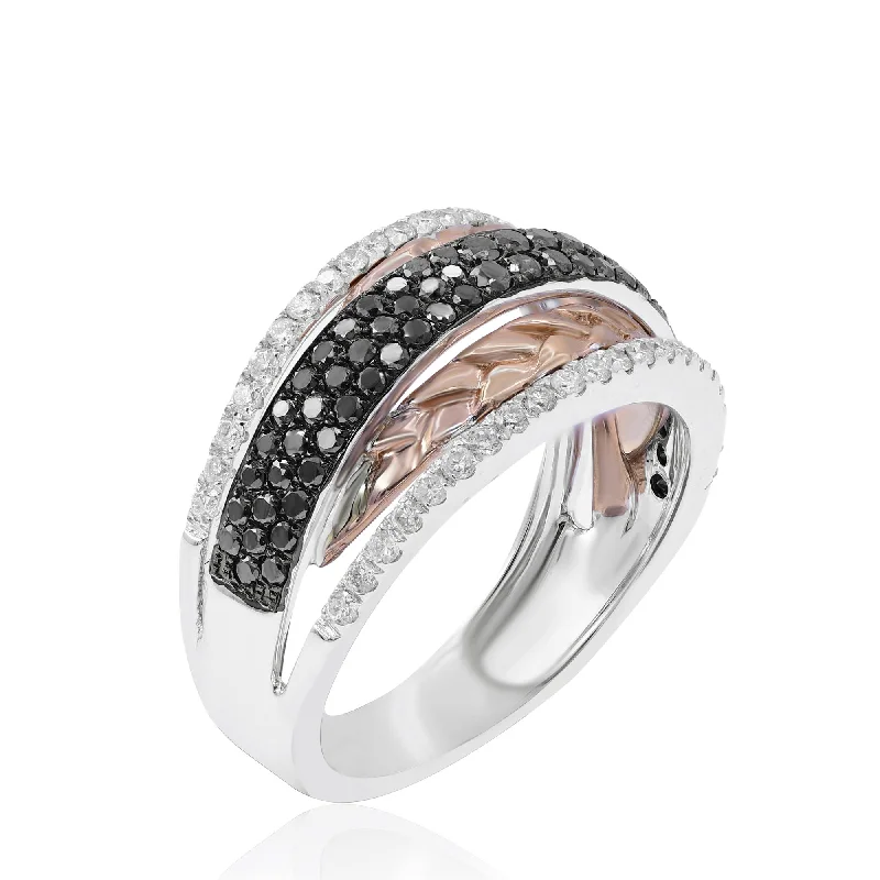 0.35ct White and 0.48ct Black Diamond Ring set in 18KT White and Rose Gold / RE546D