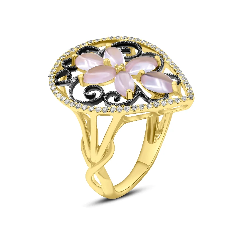 0.25ct Diamond and 1.47ct Pink Tanzanite Ring set in 14KT Yellow Gold / RE952C