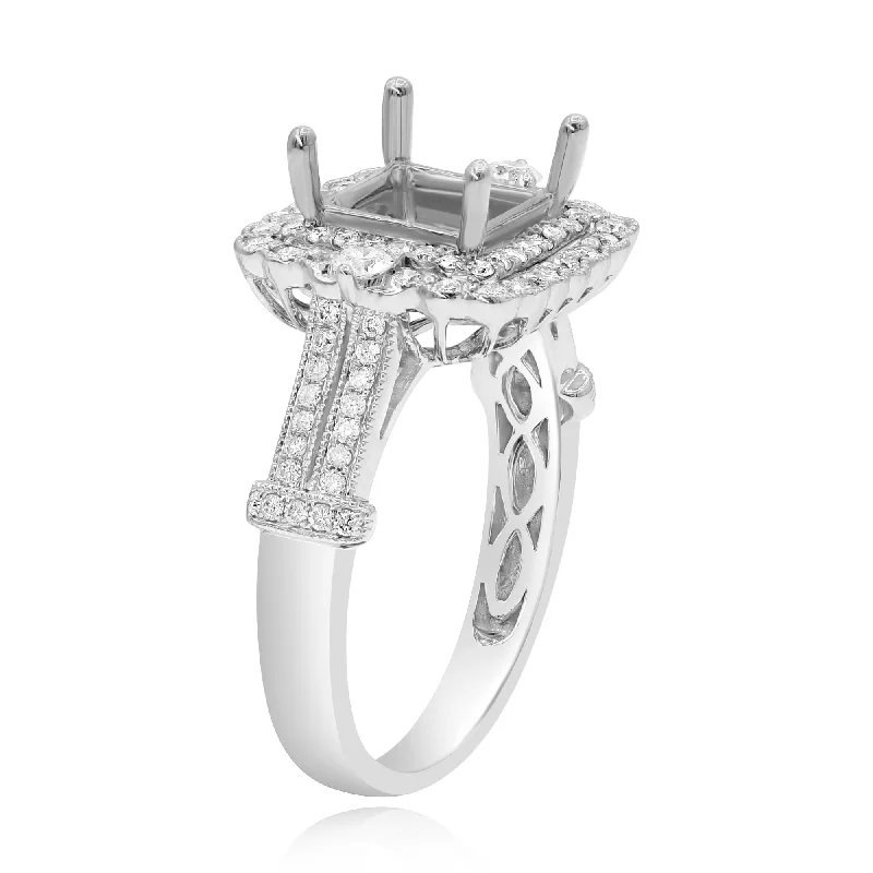 0.65ct Diamond Semi Mounts Ring set in 14KT White Gold / RE991C