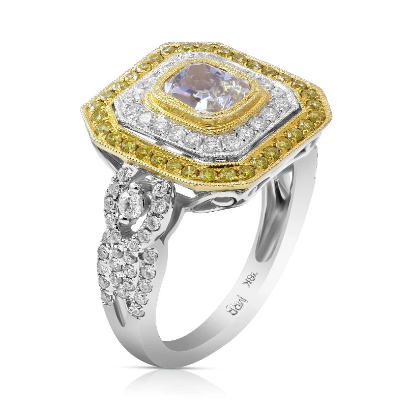 0.62ct White, 0.31ct Yellow and 1.18ct Fancy Diamond Ring set in 18KT White and Yellow Gold / RF611