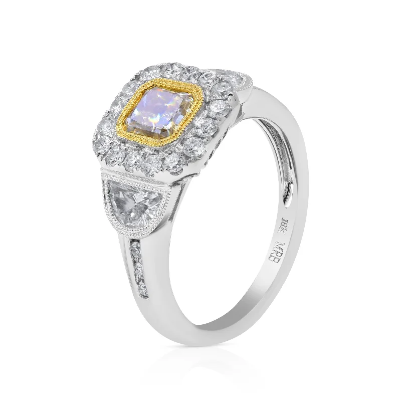 1.15ct ct White and 1.04ct Fancy Diamond Ring set in 18KT White and Yellow Gold / RF632