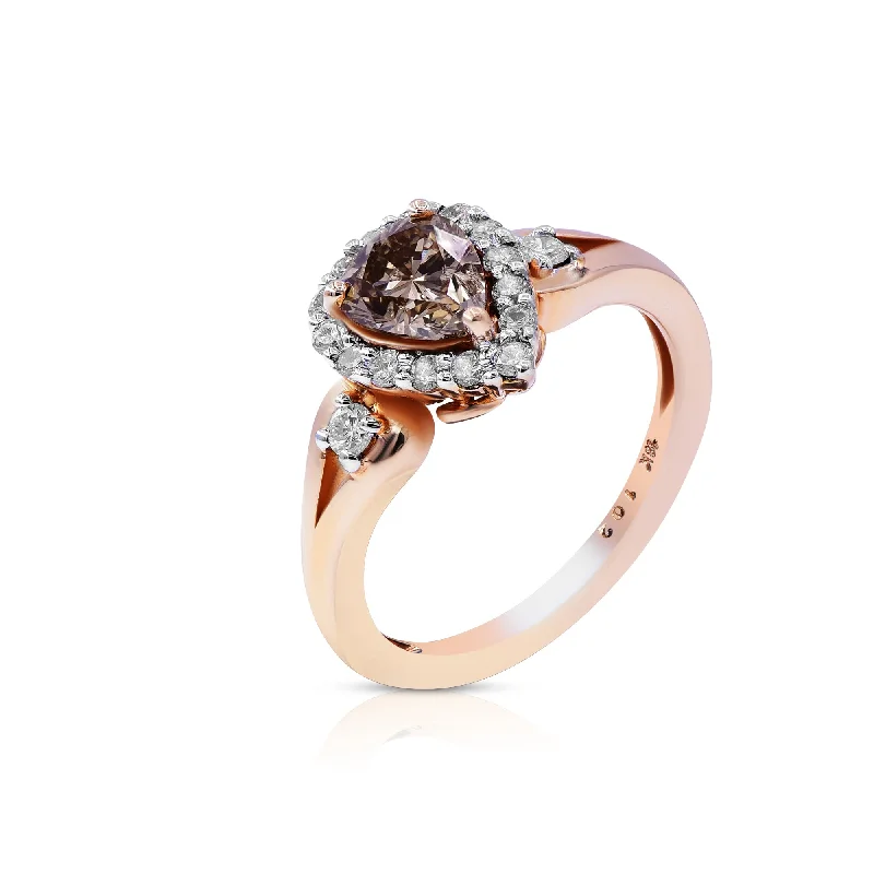 0.40ct White and 1.02ct Brown Diamond Ring set in 18KT Rose Gold  / RF798