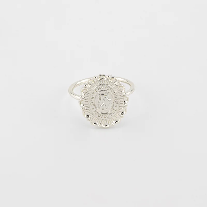 Silver Coin St. Christopher Ring