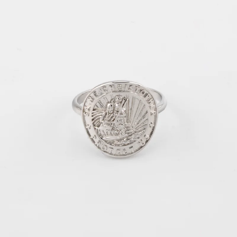 Silver St. Christopher Medallion Ring