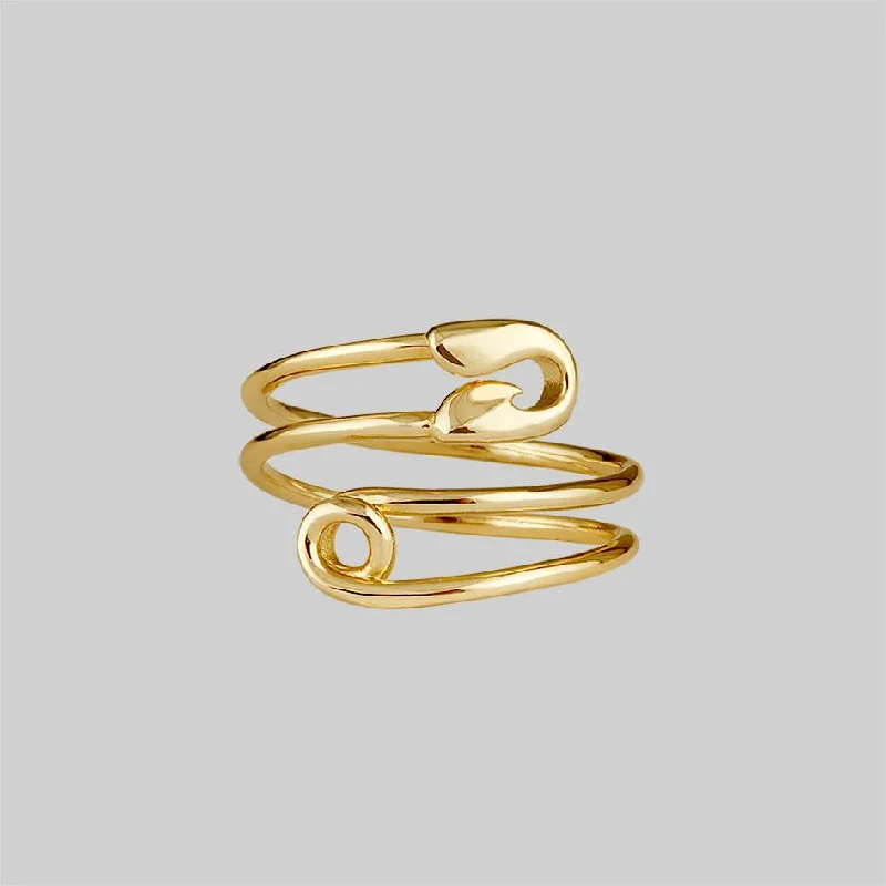 SOLENE. Safety Pin Wrap Ring - Gold