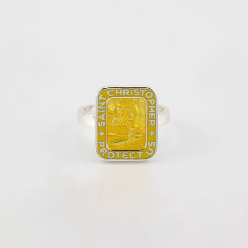 St. Christopher Rectangle Ring - Yellow / Yellow