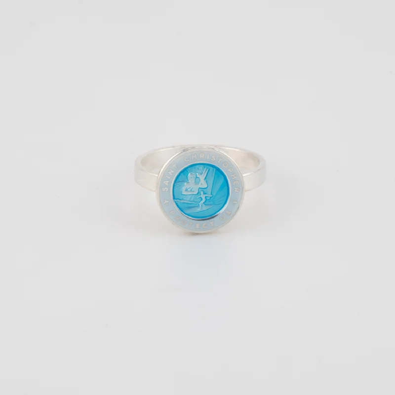 St. Christopher Ring Aqua / White