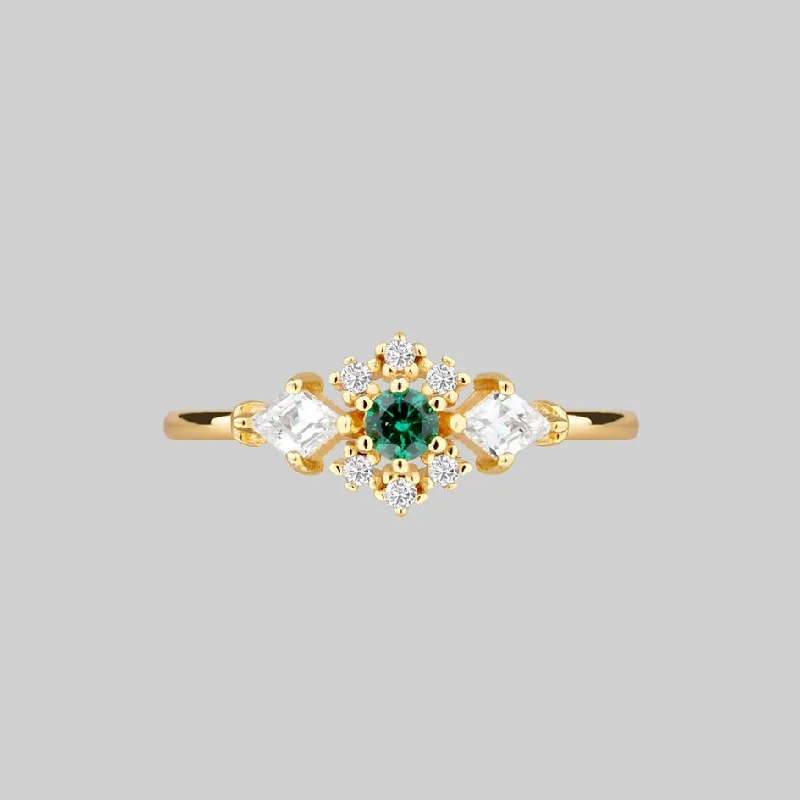 SUPERNOVA. Green Quartz Cluster Gold Ring