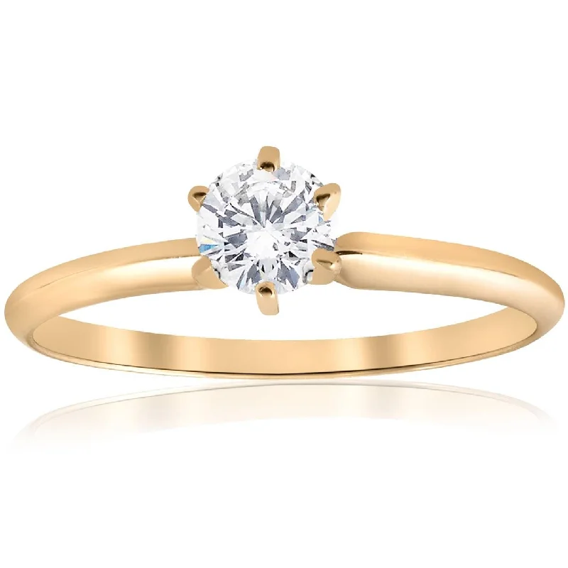 Yellow Gold 1/2ct Round Solitaire Diamond Engagement Ring