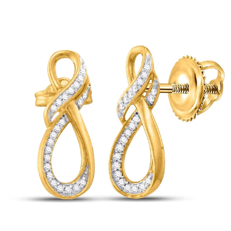 10k Yellow Gold 1/6 Carat Round Diamond Fashion Earrings for Women