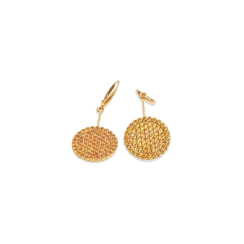 Earrings-18 Karat Solid Yellow Gold With Diamonds For Women