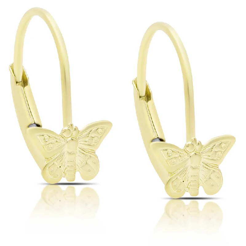 Molly and Emma 14K Gold Butterfly Leverback Earrings