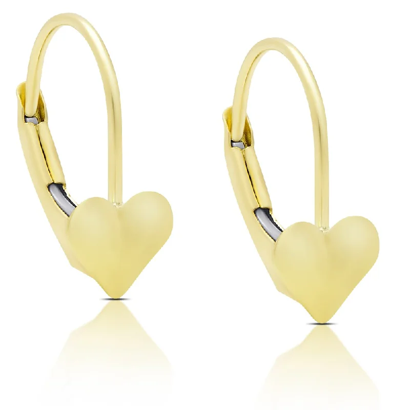 Molly and Emma 14K Gold Heart Leveback Earrings