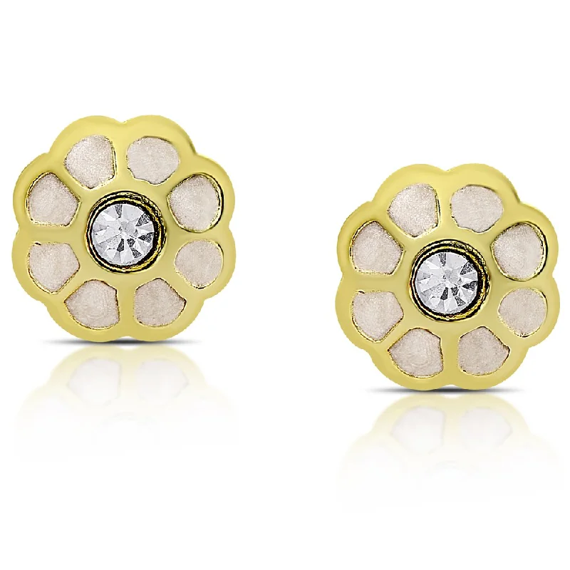 Molly and Emma Gold Overlay Cubic Zirconia Flower Earrings