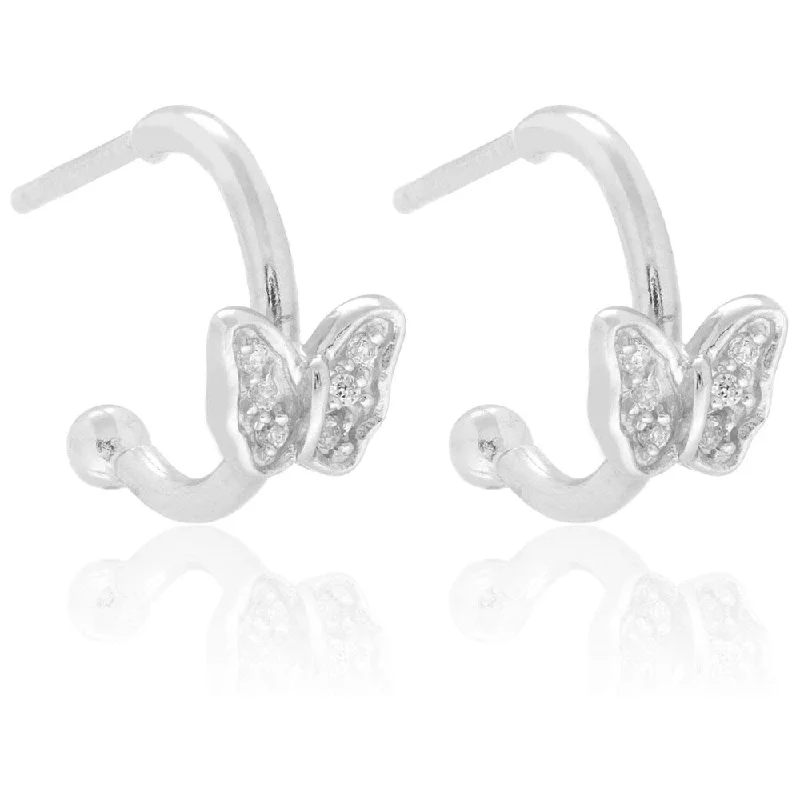 Molly and Emma Sterling Silver Children's CZ Butterfly Dangle Earrings