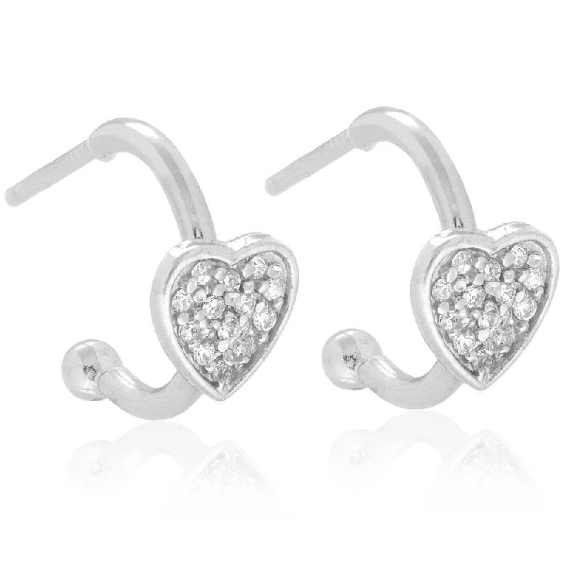 Molly and Emma Sterling Silver Children's CZ Heart Dangle Earrings