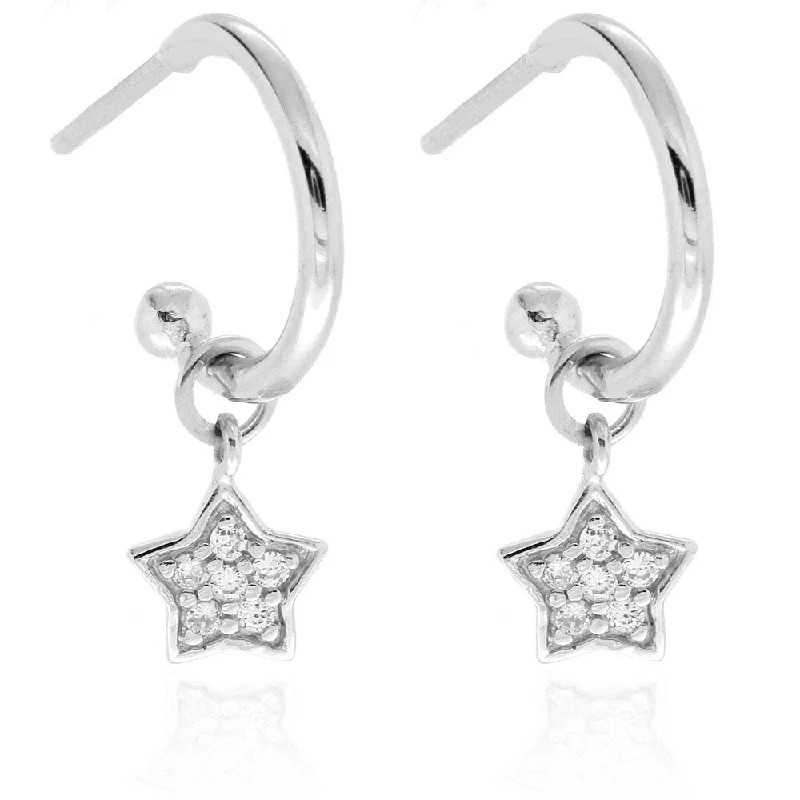 Molly and Emma Sterling Silver Children's CZ Star Dangle Earrings