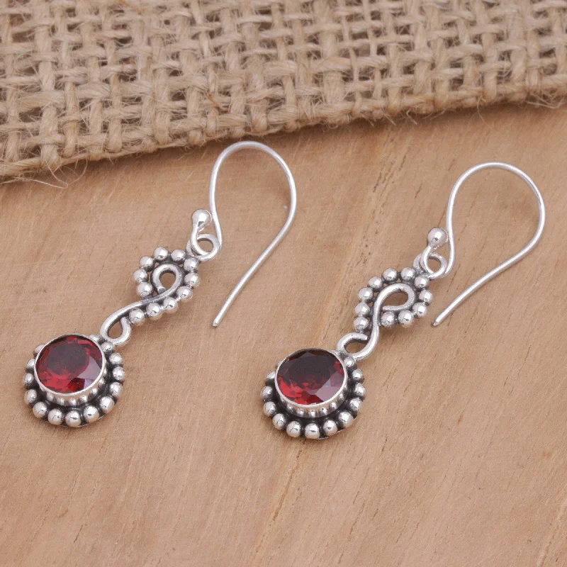 Novica Handmade Carmine Eyes Garnet Dangle Earrings