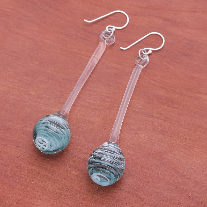 Novica Handmade Celestial Pendulum Handblown Glass Dangle Earrings