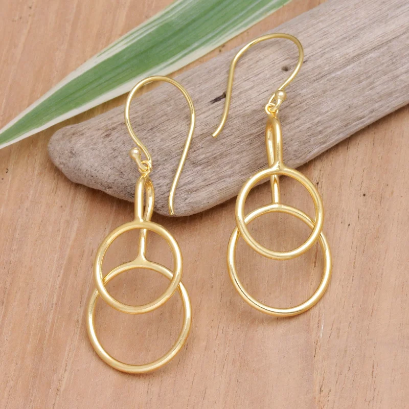 Novica Handmade Compassion Rings Gold-Plated Dangle Earrings