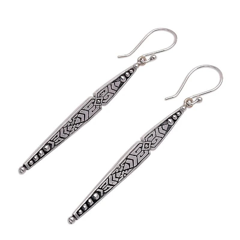 Novica Handmade Feminine Shield Sterling Silver Dangle Earrings