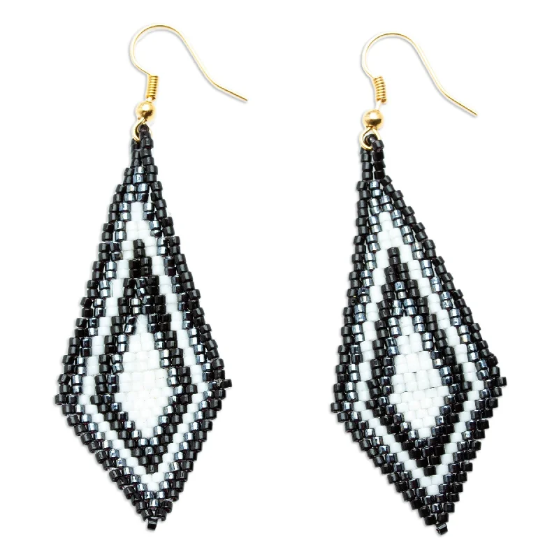 Novica Handmade Graceful Diamond Beaded Dangle Earrings