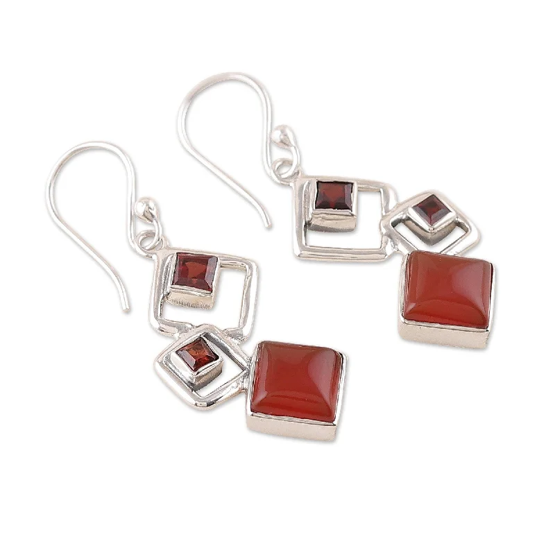 Novica Handmade Nouvelle Red Garnet And Carnelian Dangle Earrings