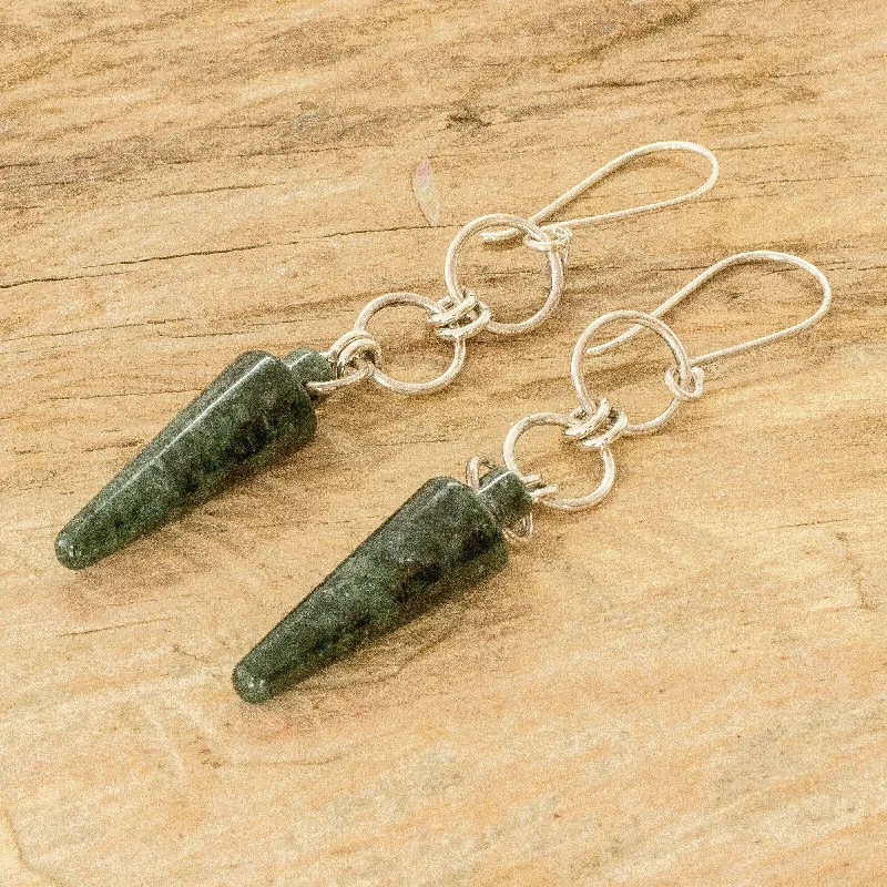 Novica Handmade Pretty Pendulum Jade Dangle Earrings