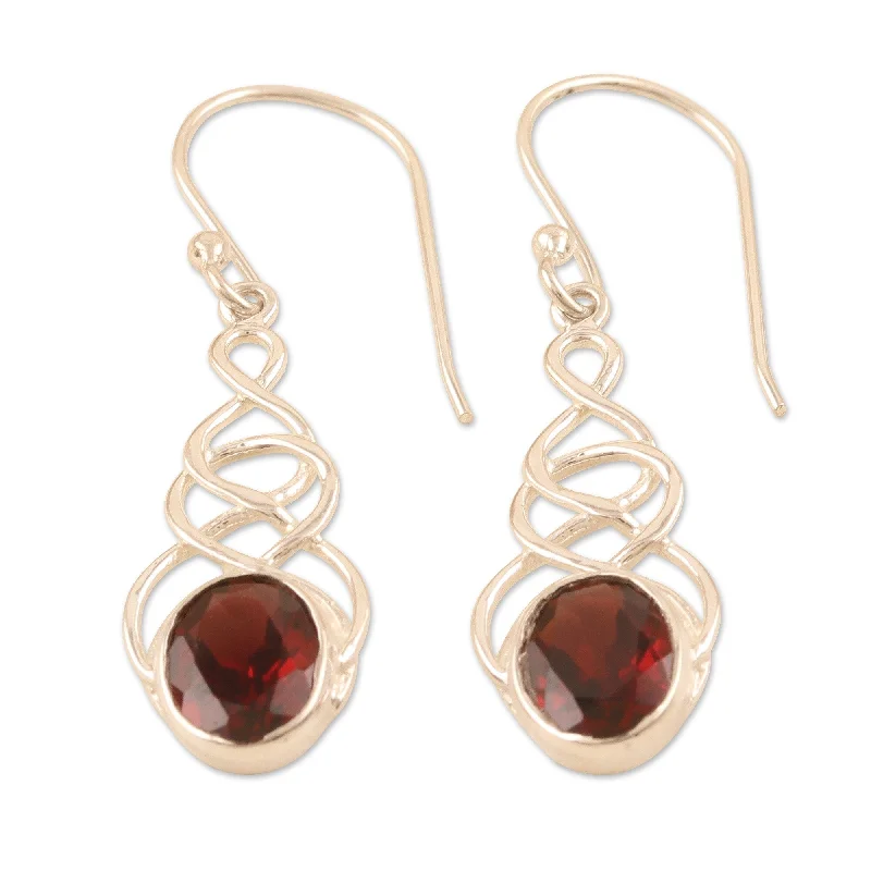 Novica Handmade Red Flair Garnet Dangle Earrings